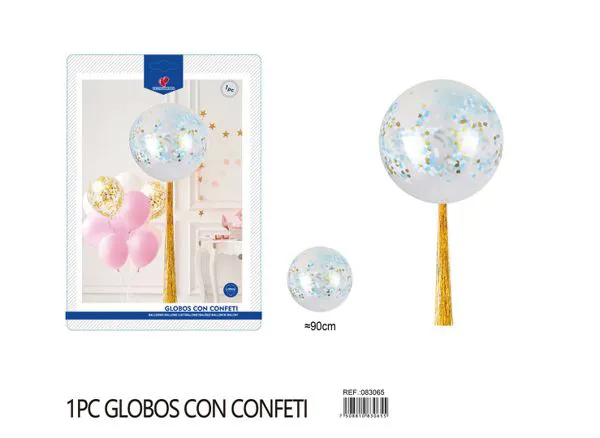 Globo de 36 pulgadas, 10 g, con lentejuelas redondas azules y confeti azul, 1 pieza