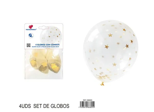 Globo con lentejuelas de estrella de cinco puntas, 2.8 g, color dorado, 4 piezas