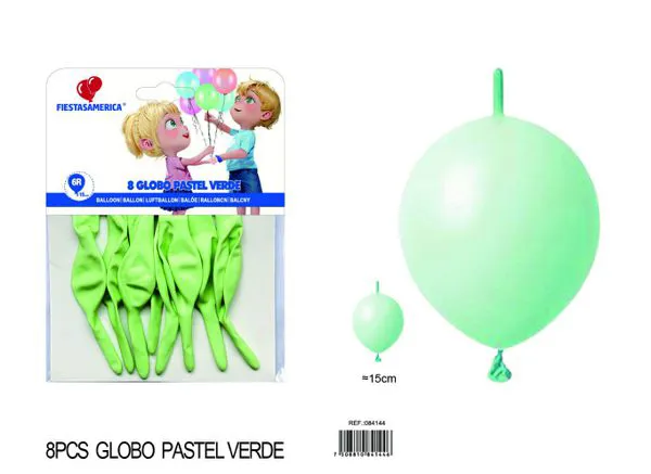 Globo con cola color macaron de 6 pulgadas, color verde, 8 piezas