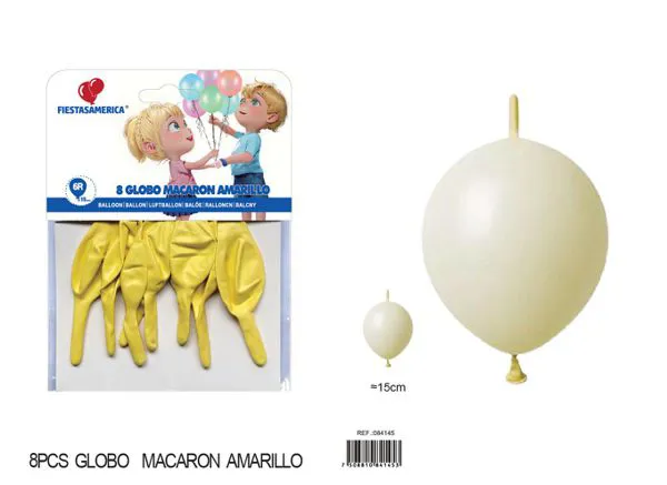 Globo con cola color macaron de 6 pulgadas, color amarillo, 8 piezas