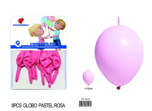 Globo con cola color macaron de 6 pulgadas, color rosa, 8 piezas