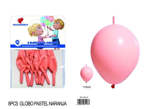 Globo con cola color macaron de 6 pulgadas, color naranja, 8 piezas