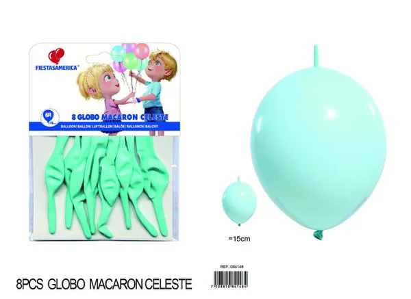 Globo con cola color macaron de 6 pulgadas, color azul, 8 piezas
