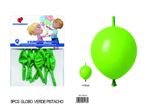 Globo de látex mate con cola de 6 pulgadas, color verde claro, 8 piezas