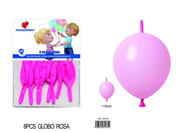 Globo de látex mate con cola de 6 pulgadas, color rosa oscuro, 8 piezas