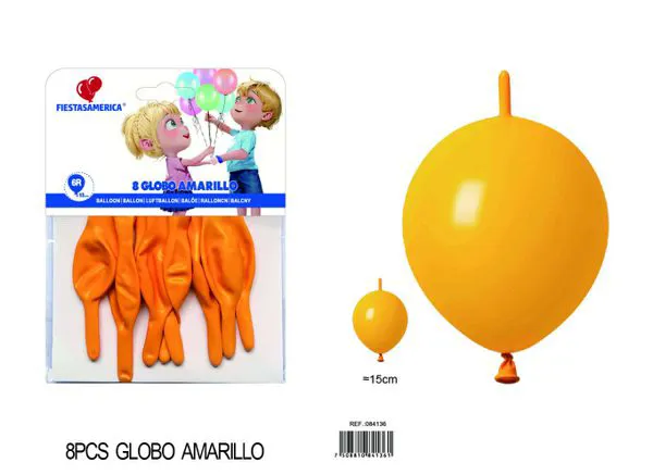 Globo de látex mate con cola de 6 pulgadas, color amarillo limón, 8 piezas