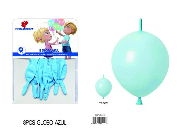 Globo de látex mate con cola de 6 pulgadas, color azul agua, 8 piezas