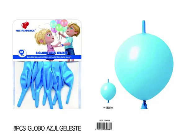 Globo de látex mate con cola de 6 pulgadas, color azul claro, 8 piezas