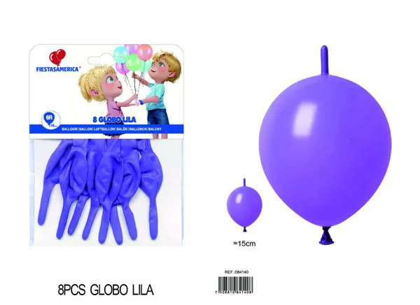 Globo de látex mate con cola de 6 pulgadas, color morado claro, 8 piezas