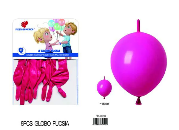 Globo de látex mate con cola de 6 pulgadas, color rosa intenso, 8 piezas