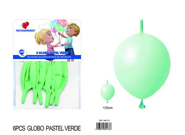 Globo con cola color macaron de 10 pulgadas, color verde, 6 piezas