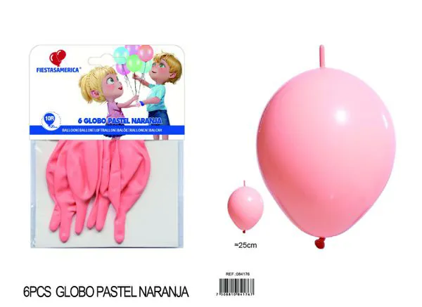 Globo con cola color macaron de 10 pulgadas, color naranja, 6 piezas