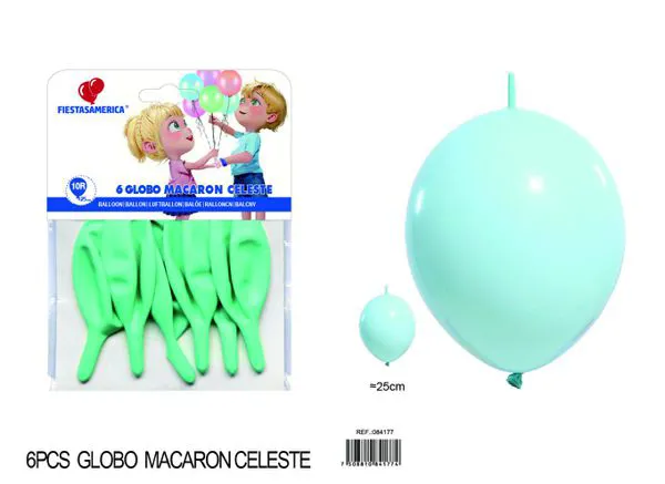 Globo con cola color macaron de 10 pulgadas, color azul, 6 piezas
