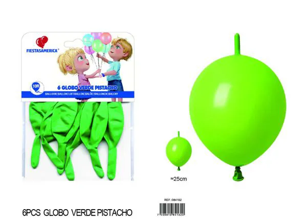 Globo de látex mate con cola de 10 pulgadas, color verde claro, 6 piezas