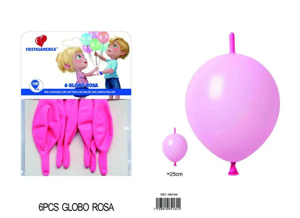 Globo de látex mate con cola de 10 pulgadas, color rosa, 6 piezas
