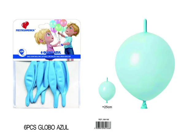 Globo de látex mate con cola de 10 pulgadas, color azul agua, 6 piezas