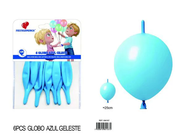 Globo de látex mate con cola de 10 pulgadas, color azul claro, 6 piezas