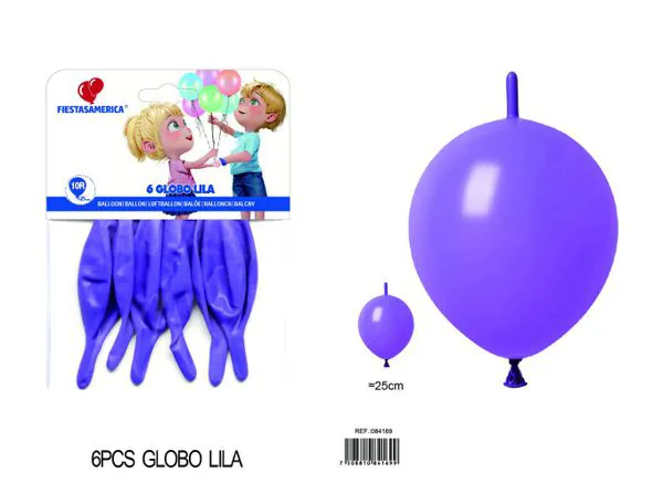 Globo de látex mate con cola de 10 pulgadas, color morado claro, 6 piezas