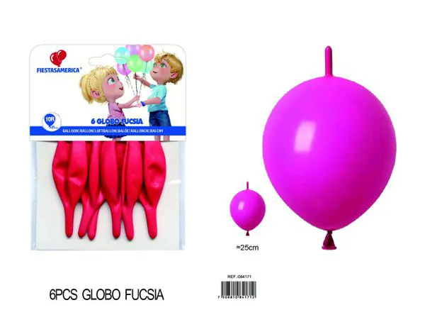 Globo de látex mate con cola de 10 pulgadas, color rosa intenso, 6 piezas