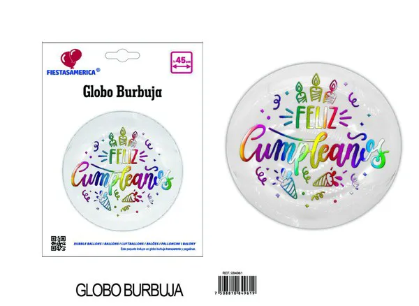 Globo burbuja transparente de 18 pulgadas con texto de cumpleaños en español, 1 pieza