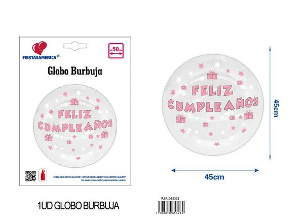 Globo burbuja transparente de 20 pulgadas con calcomanía rosa, 1 pieza