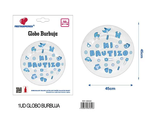Globo burbuja transparente de 20 pulgadas con calcomanía azul, 1 pieza
