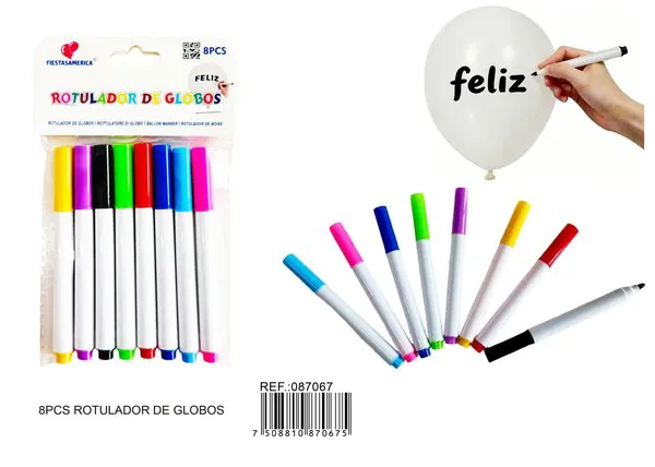 Plumones para globos, 8 piezas