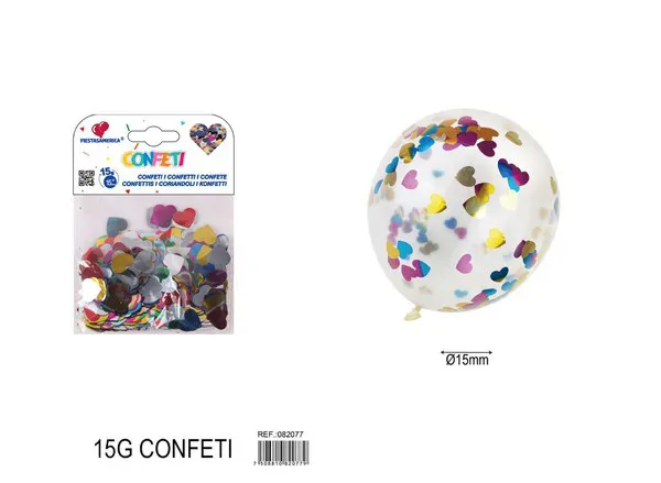 Confeti de corazón de fiesta de 1.5 cm, 15 g, surtido