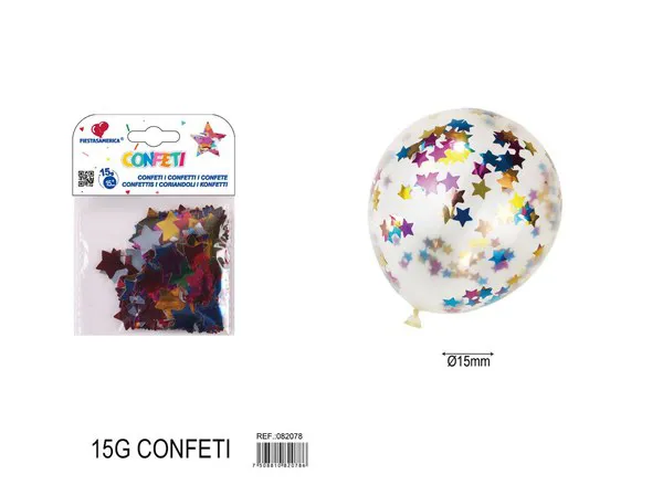 Confeti de estrella de cinco puntas de fiesta de 1.5 cm, 15 g, surtido
