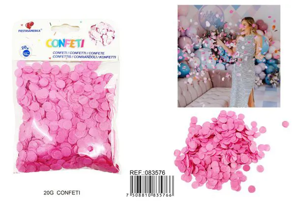 Confeti de 10 mm, 20 g, color rosa