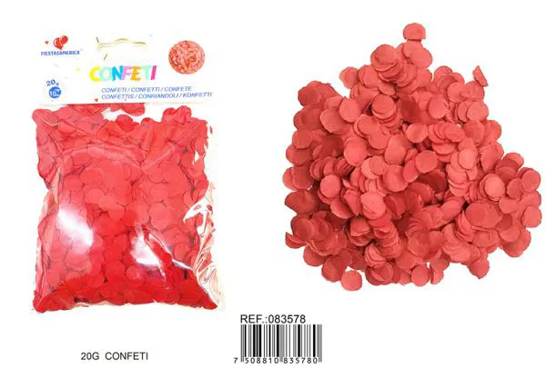 Confeti de 10 mm, 20 g, color rojo