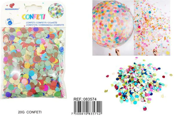 Confeti de 10 mm, 20 g, multicolor