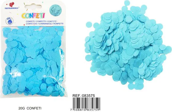 Confeti de 10 mm, 20 g, color azul claro