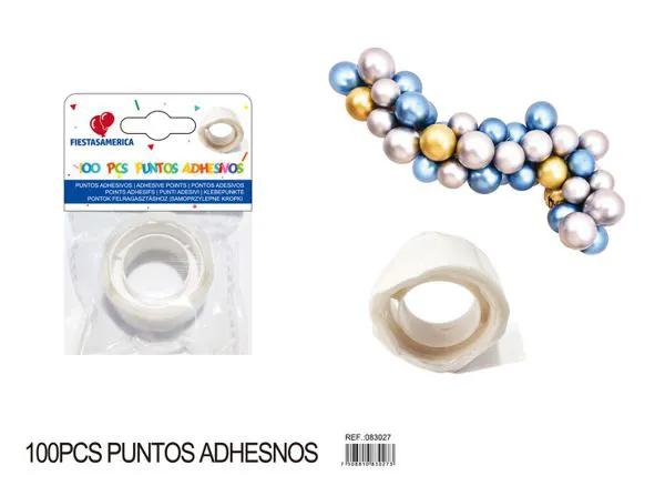 Puntos de pegamento para globos de 12 mm, 100 unidades, 1 pieza