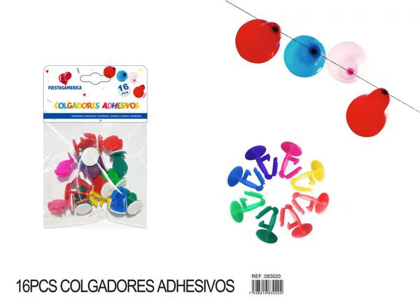 Ganchos adhesivos para globos, 16 piezas
