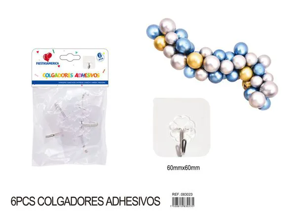 Ganchos adhesivos sin marcas, 6 piezas