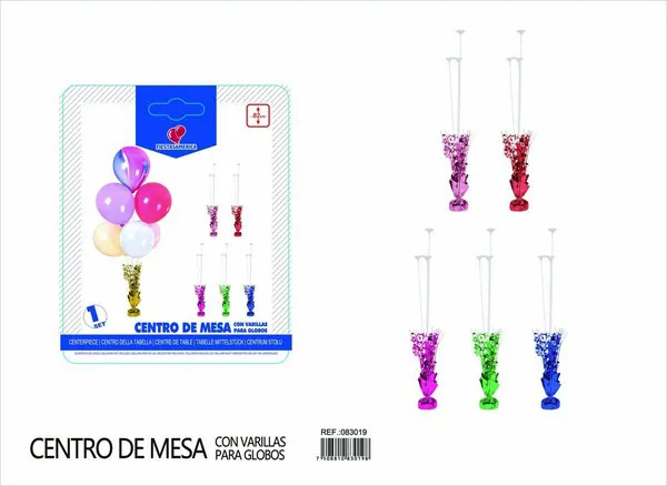 Adorno de estrella con varilla para centro de mesa de 82 cm (rosa, azul, rojo, verde, rosa intenso), 1 pieza por tarjeta, paquete surtido de 12 tarjetas
