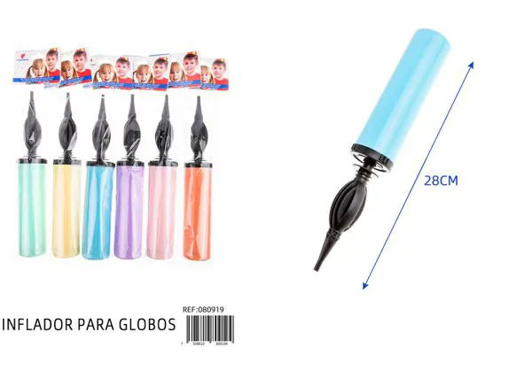 Inflador manual de globos color macaron, paquete surtido de 6 colores
