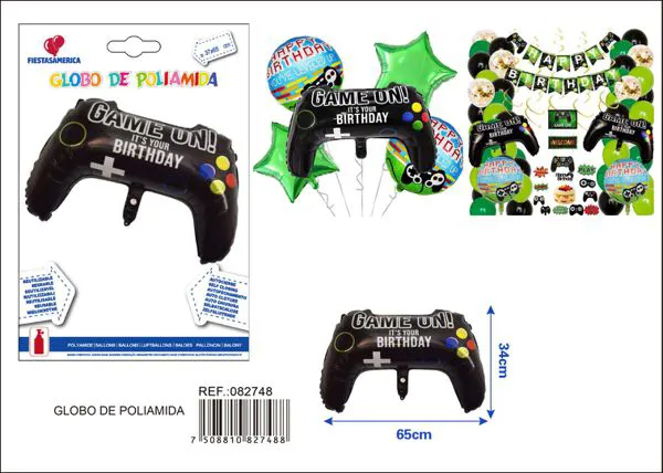 Globo metálico de control de videojuegos, 37x65 cm