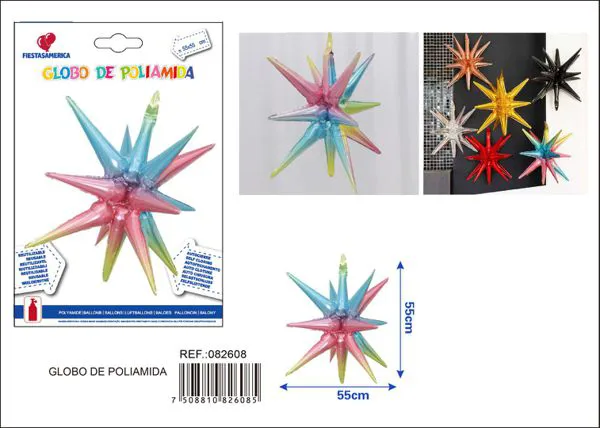 Globo metálico de estrella explosiva de 22 pulgadas, color degradado