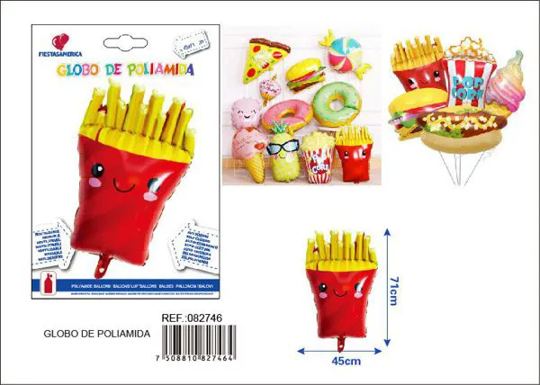 Globo metálico de papas fritas, 45x71 cm