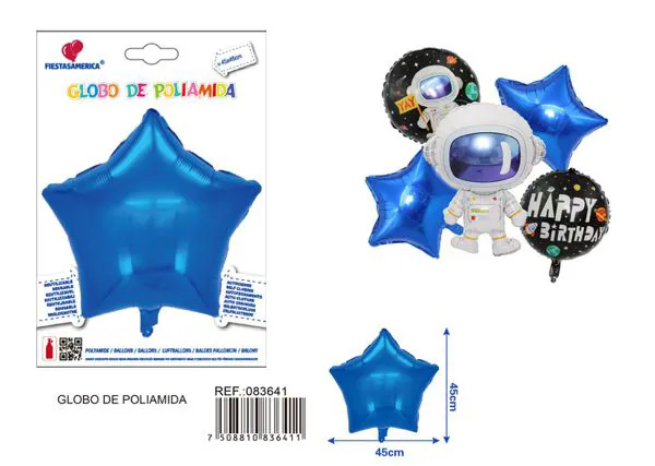 Globo metálico perlado de estrella de cinco puntas de 18 pulgadas, color azul