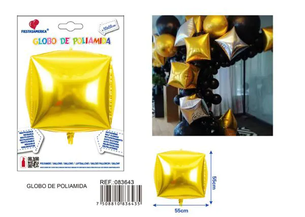 Globo metálico cúbico de 22 pulgadas, color dorado