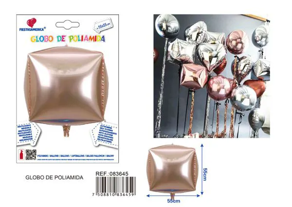 Globo metálico cúbico de 22 pulgadas, color oro rosa