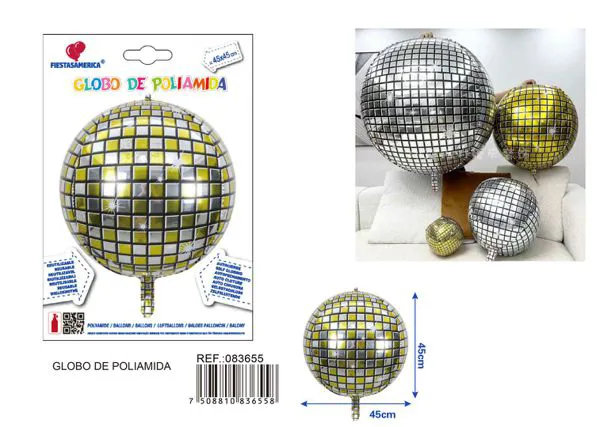 Globo metálico esférico 4D de 18 pulgadas