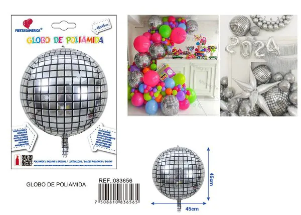 Globo metálico esférico 4D de 18 pulgadas