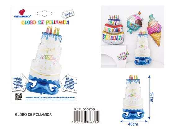Globo metálico de vela con candelabro mediana, color azul, 45x57 cm