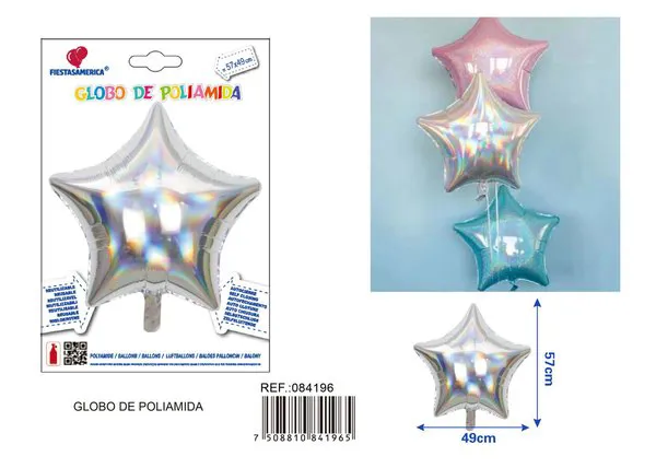 Globo metálico de estrella de cinco puntas láser, 57x49 cm