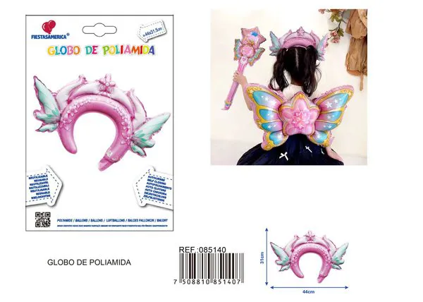 Globo metálico de tocado de hada grande, 44x31.5 cm