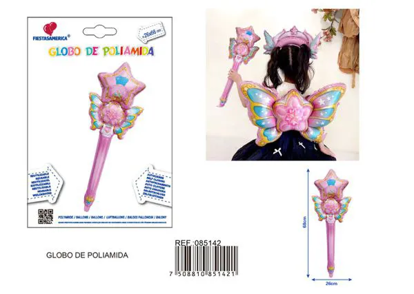 Globo metálico de varita mágica de hada, 26x68 cm
